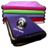 Bearded Collie Personalised Luxury Fleece Dog Blankets Plain Colours