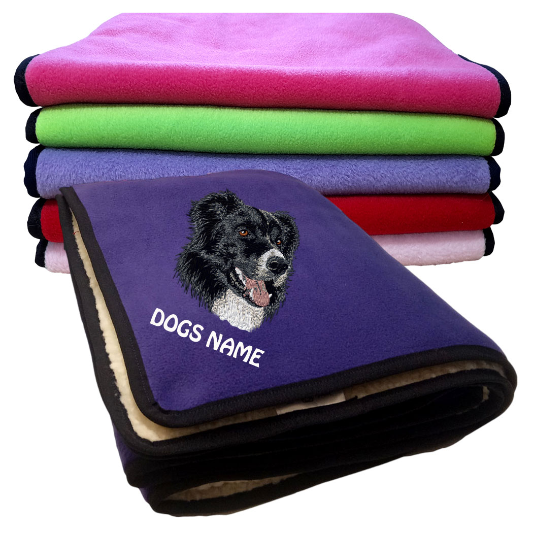 Border Collie Personalised Fleece Dog Blankets