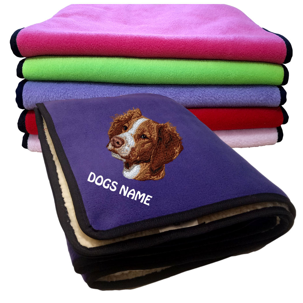 Brittany Spaniel Personalised Fleece Dog Blankets
