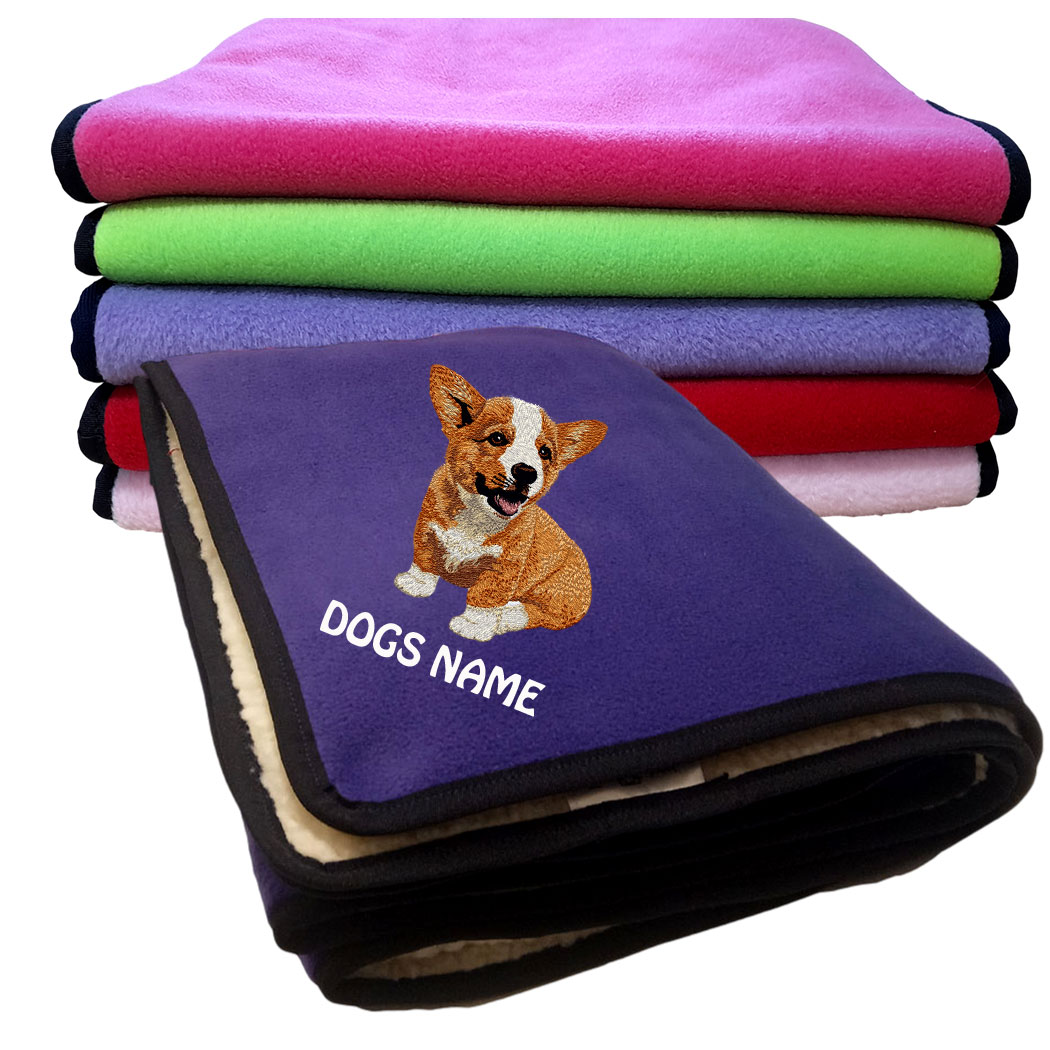 Corgi Personalised Fleece Dog Blankets