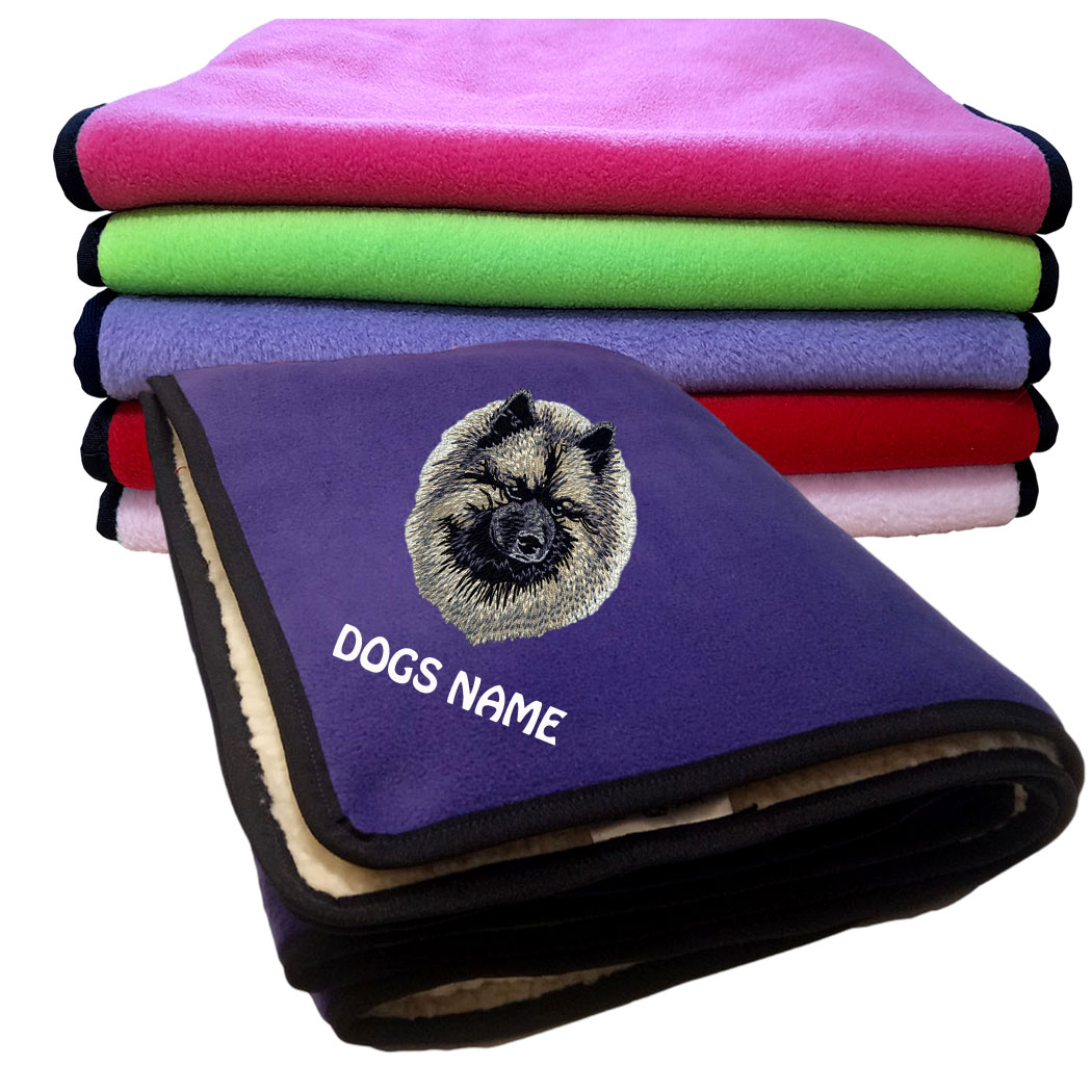 Keeshond Personalised Fleece Dog Blankets