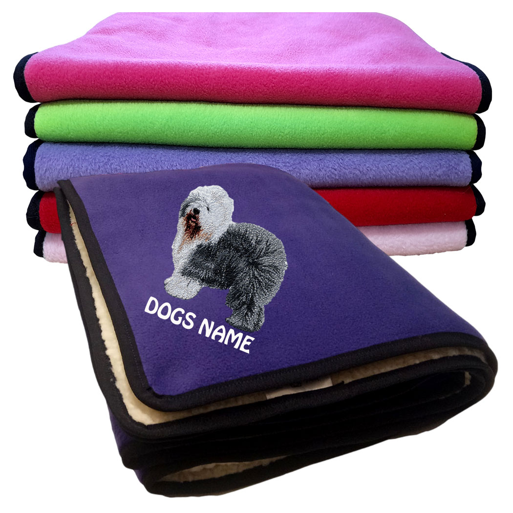 Old English Sheepdog Personalised Fleece Dog Blankets