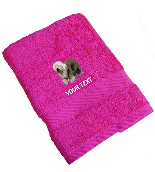 Old English Sheepdog Personalised Dog Towels