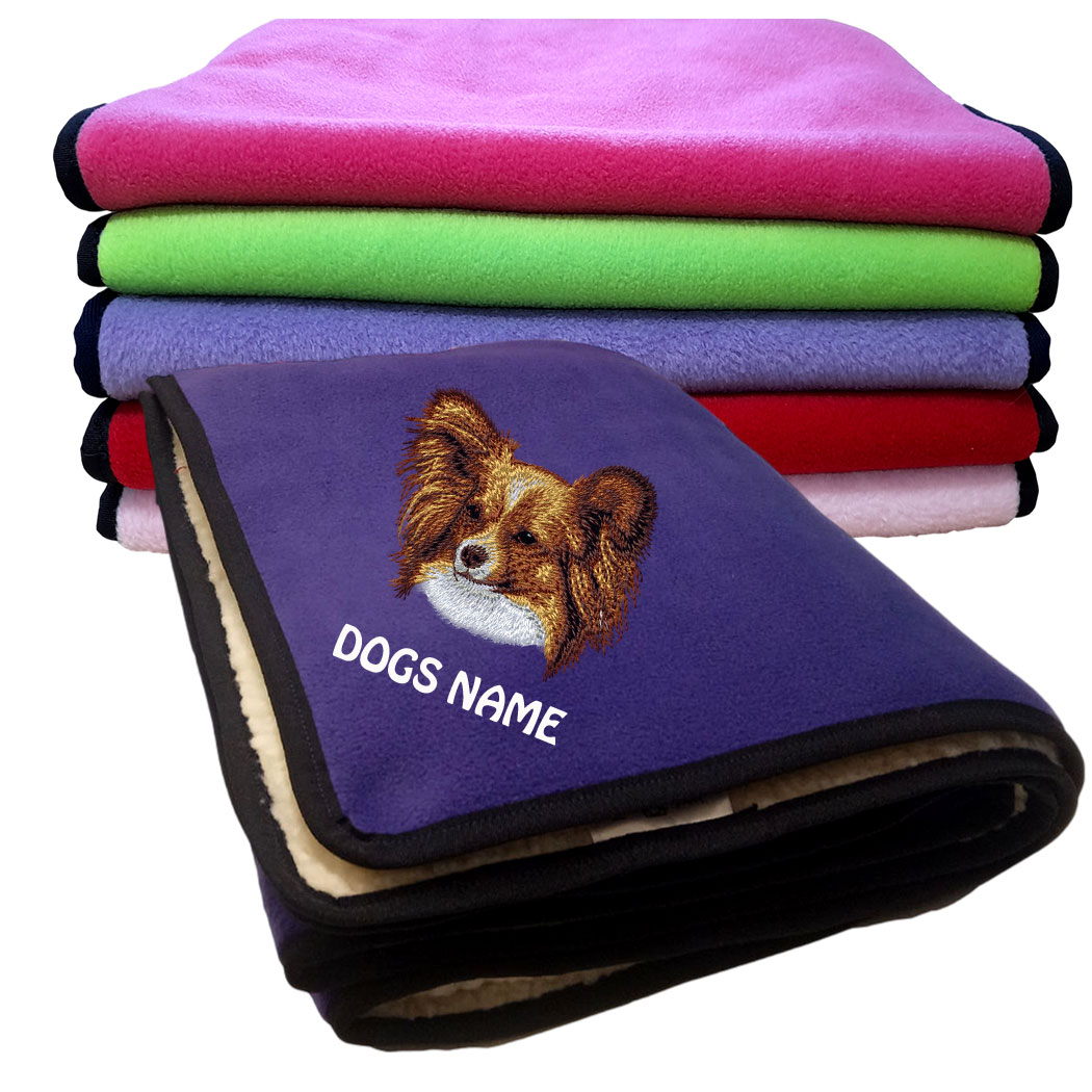 Papillon Personalised Fleece Dog Blankets