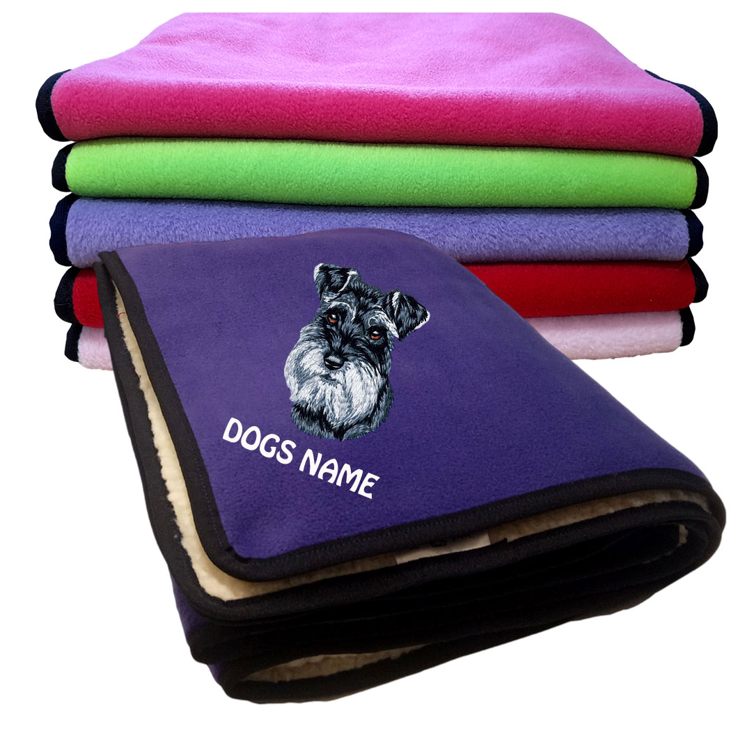 Schnauzer Personalised Fleece Dog Blankets