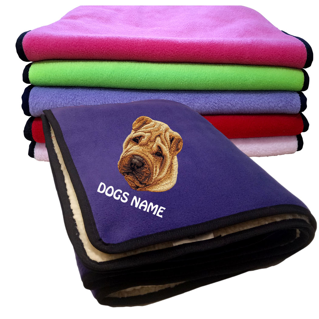 Shar-pei Personalised Fleece Dog Blankets