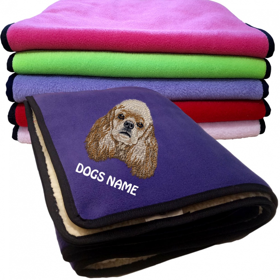 American Cocker Spaniel Personalised Dog Blankets  -  Design DV413