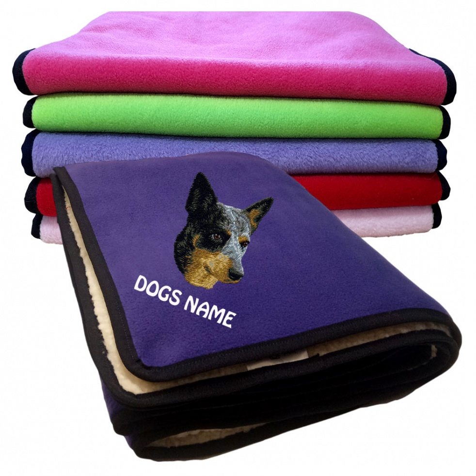 Australian Cattle Dog Personalised Luxury Fleece Dog Blankets Plain Colours