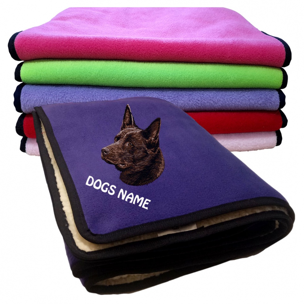 Australian Kelpie  Personalised Luxury Fleece Dog Blankets Plain Colours