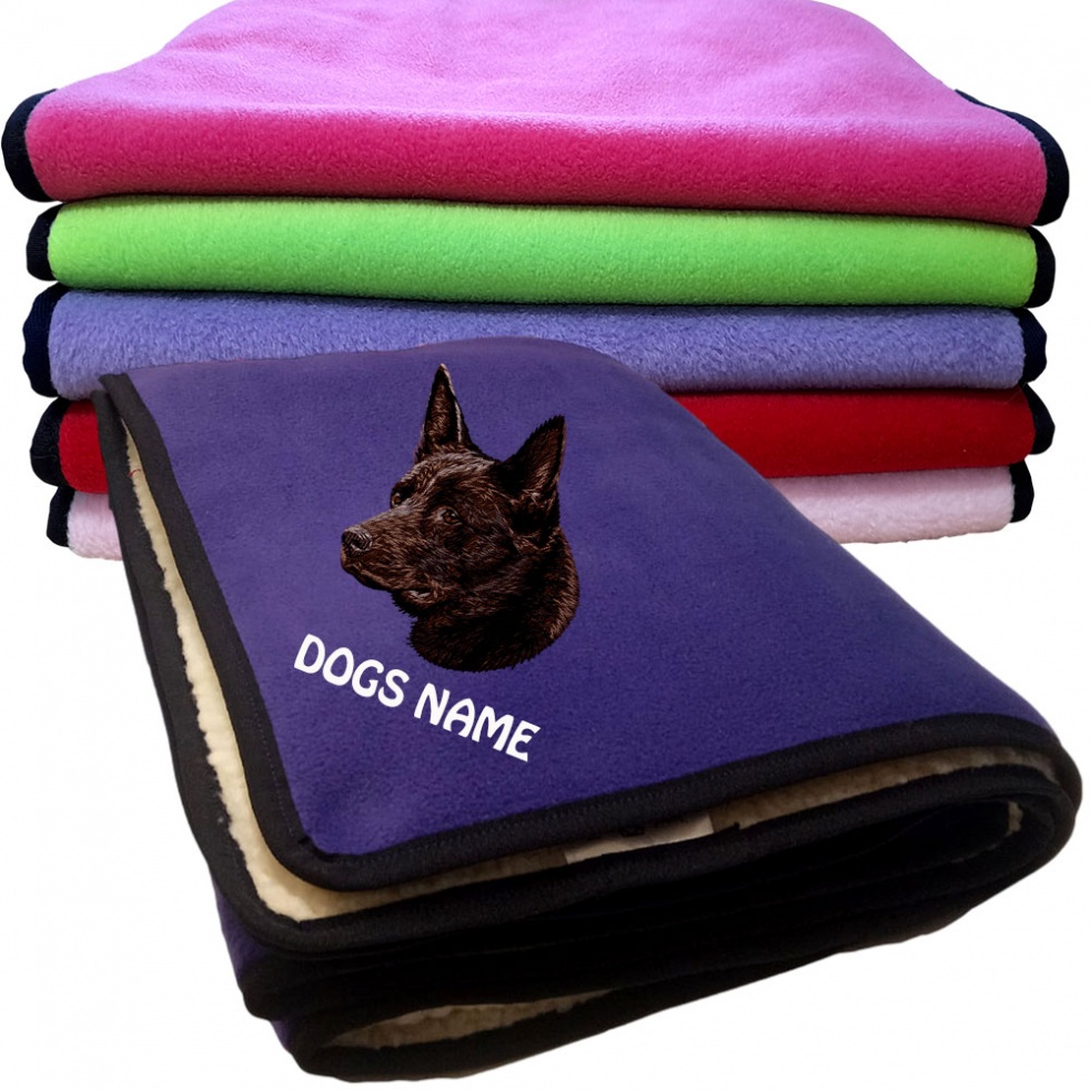 Australian Kelpie Personalised Dog Blankets  -  Design DN768 - Brown