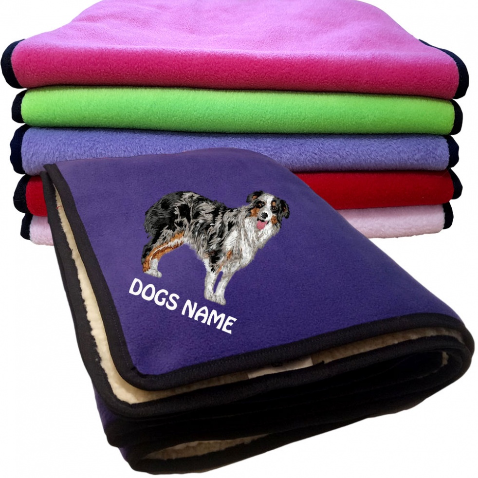Australian Shepherd Personalised Dog Blankets  -  Design DD165