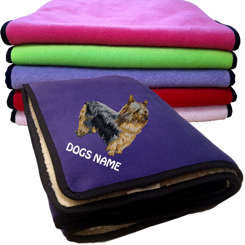 Australian Silky Terrier Personalised Dog Blankets  -  Design DV426