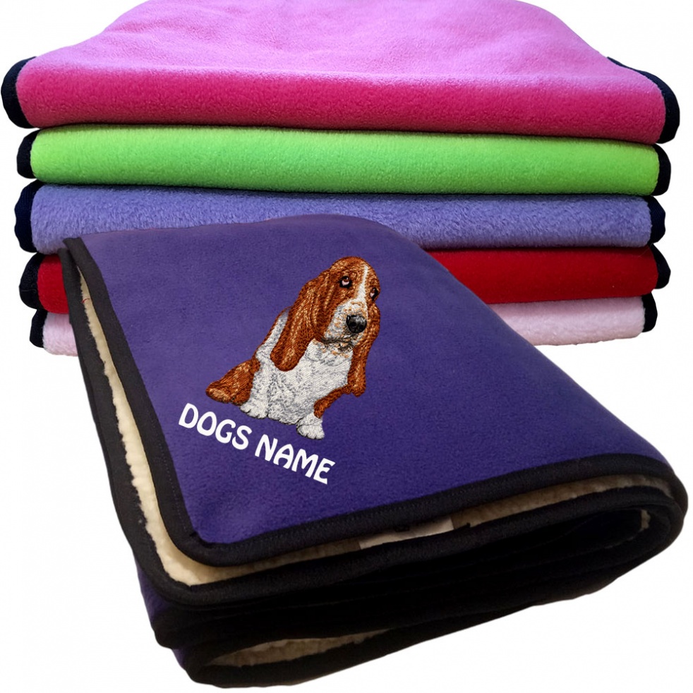 Basset Hound Personalised Dog Blankets  -  Design DV289