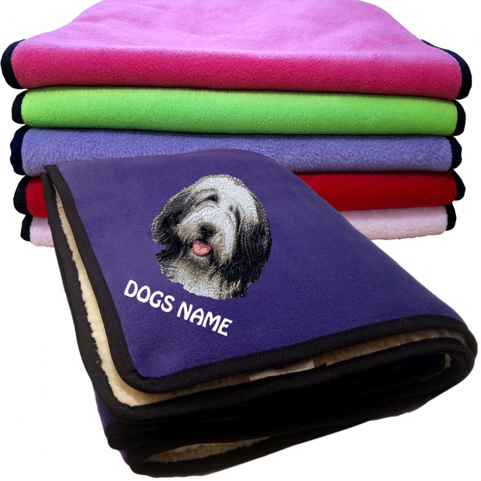 Bearded Collie Personalised Dog Blankets  -  Design D37