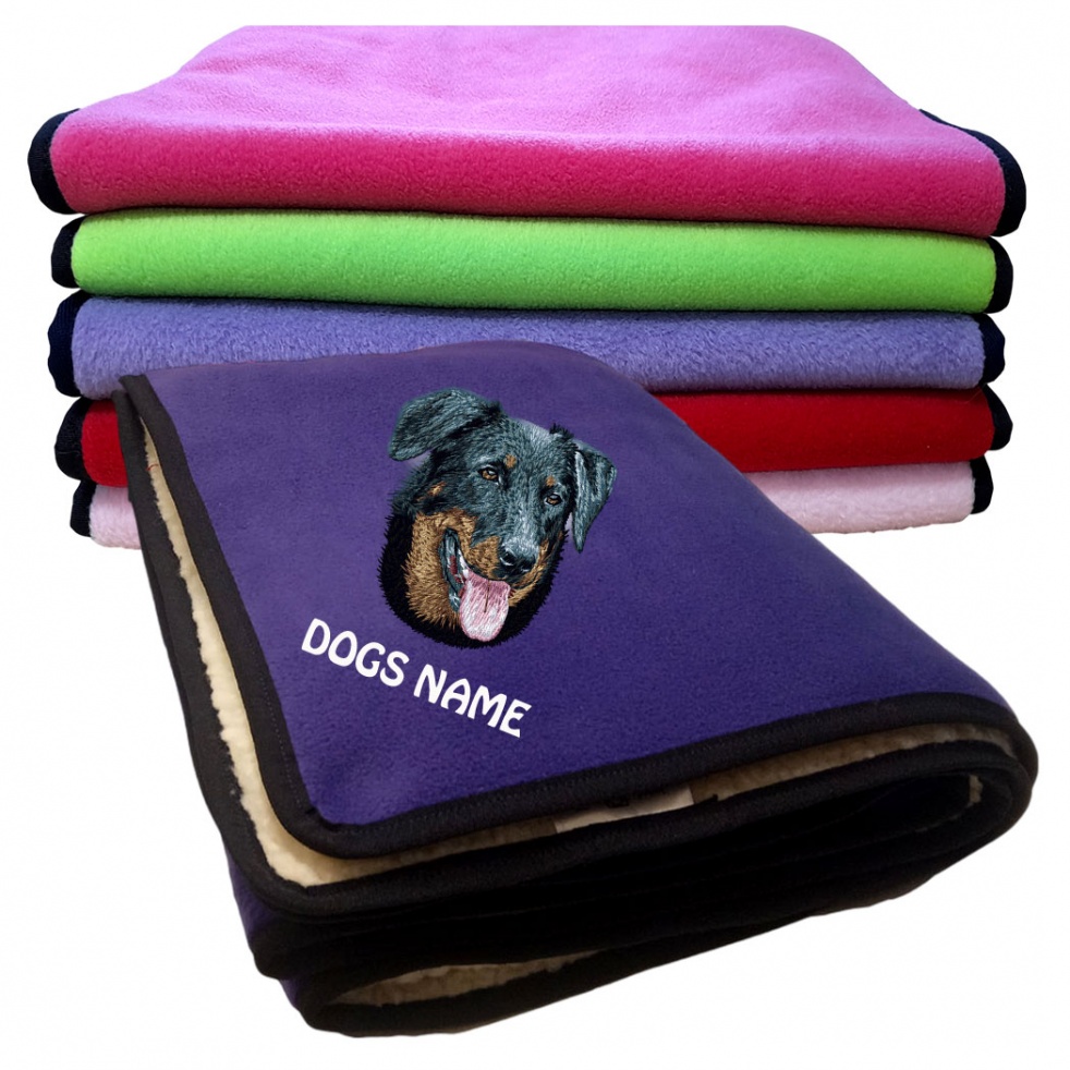 Beauceron Personalised Luxury Fleece Dog Blankets Plain Colours