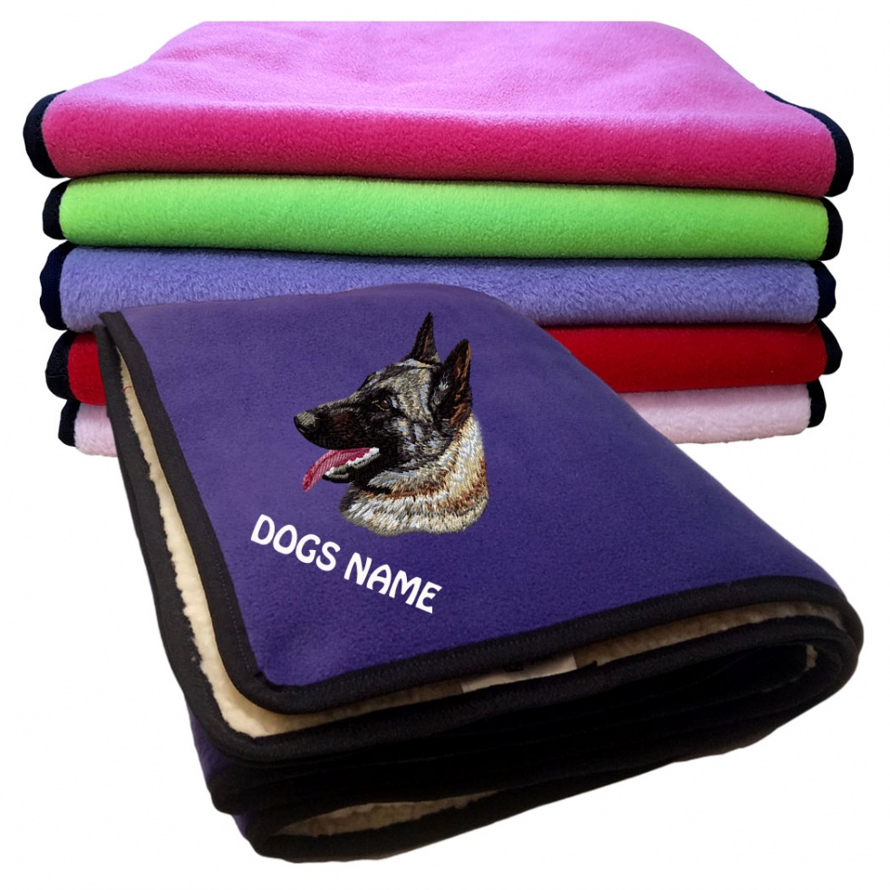 Belgian Shepherd Personalised Luxury Fleece Dog Blankets Plain Colours