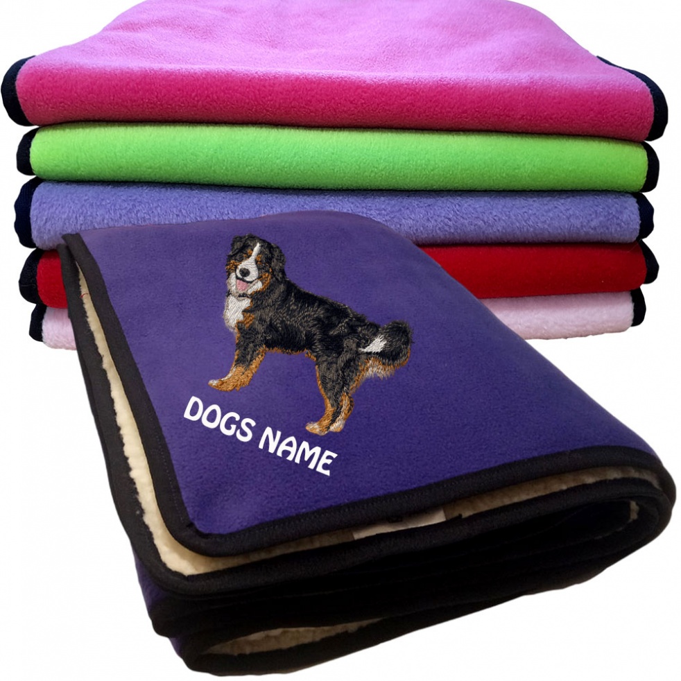 Bernese Mountain Dog Personalised Dog Blankets  -  Design DJ398
