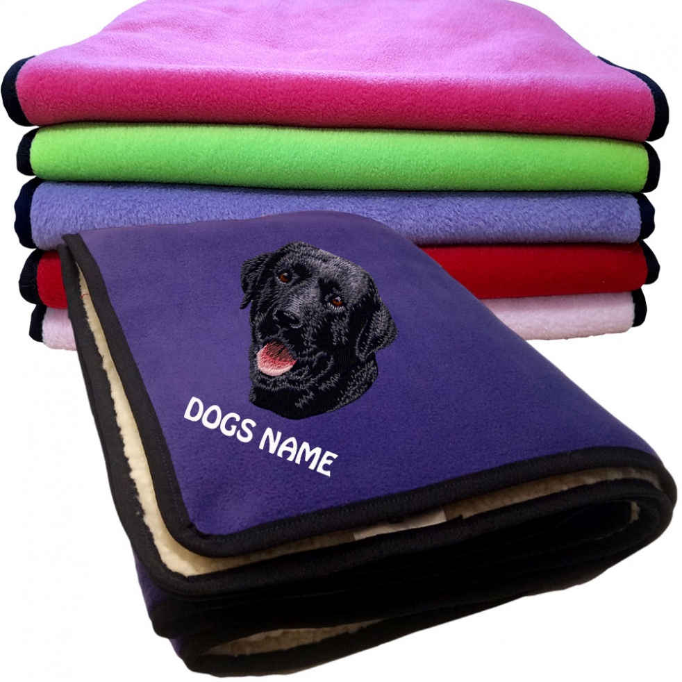 Black Labrador Retriever Personalised Dog Blankets  -  Design D4