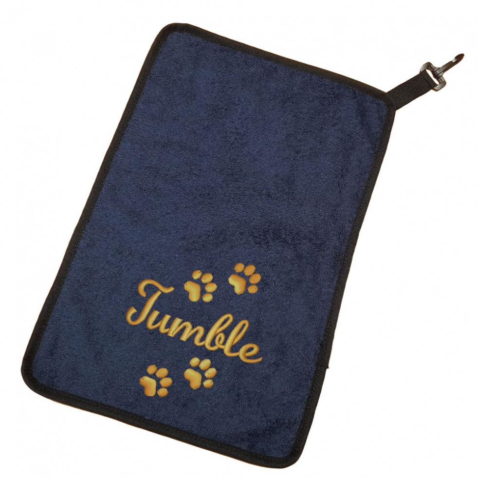Personalised Paw Print Dog Towel For Paws Bellies / Ideal Slobber Cloth
