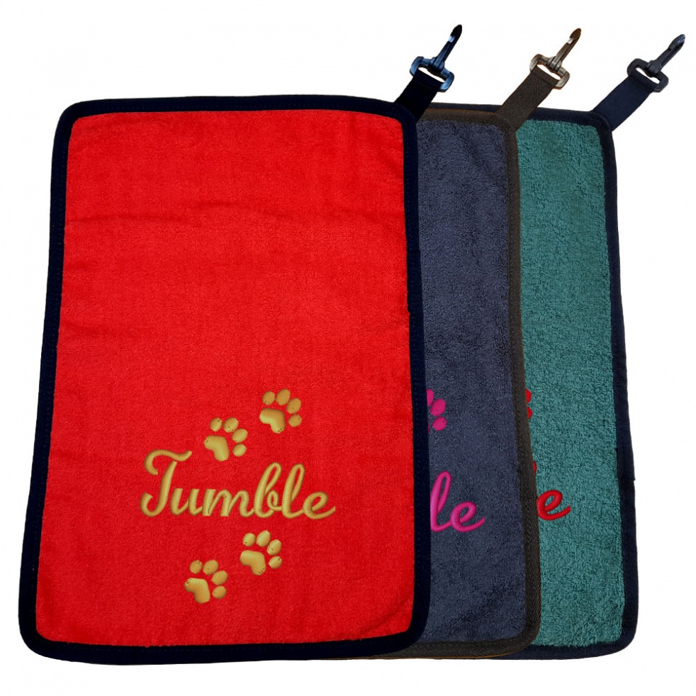 Personalised Paw Print Dog Towel For Paws Bellies / Ideal Slobber Cloth