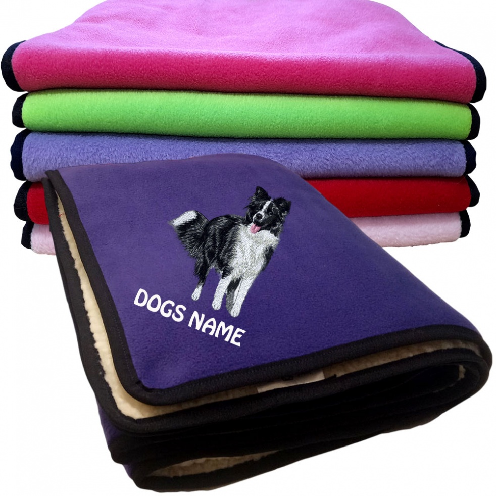 Border Collie Personalised Dog Blankets  -  Design DJ817
