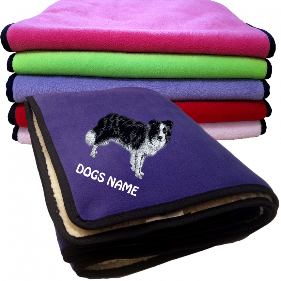 Border Collie Personalised Dog Blankets  -  Design DN689