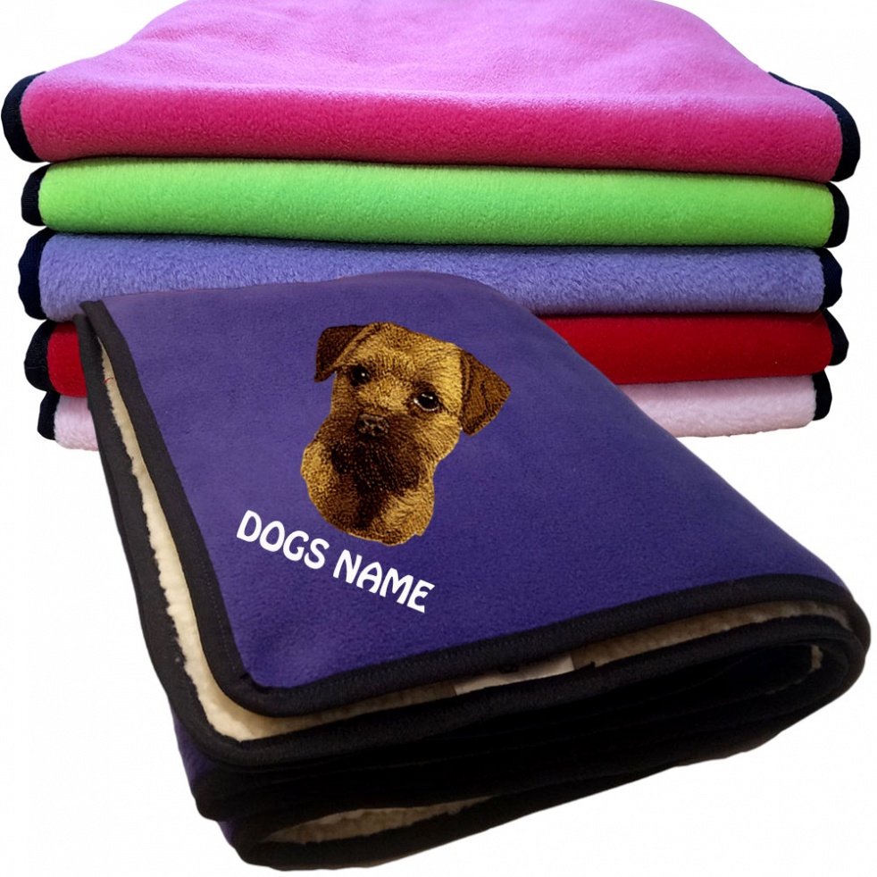 Border Terrier Personalised Dog Blankets  -  Design AN0551