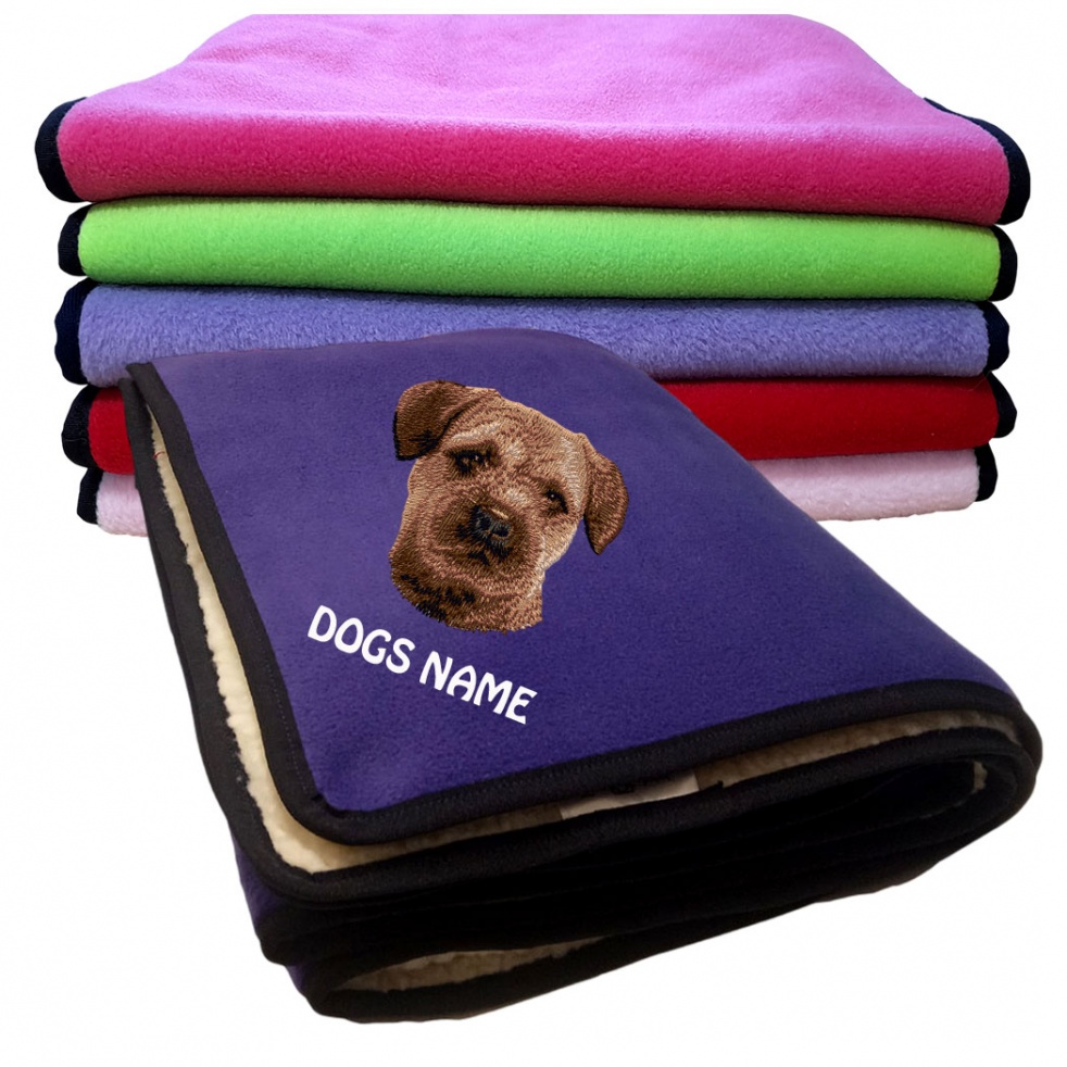 Border Terrier Personalised Dog Blankets  -  Design D51