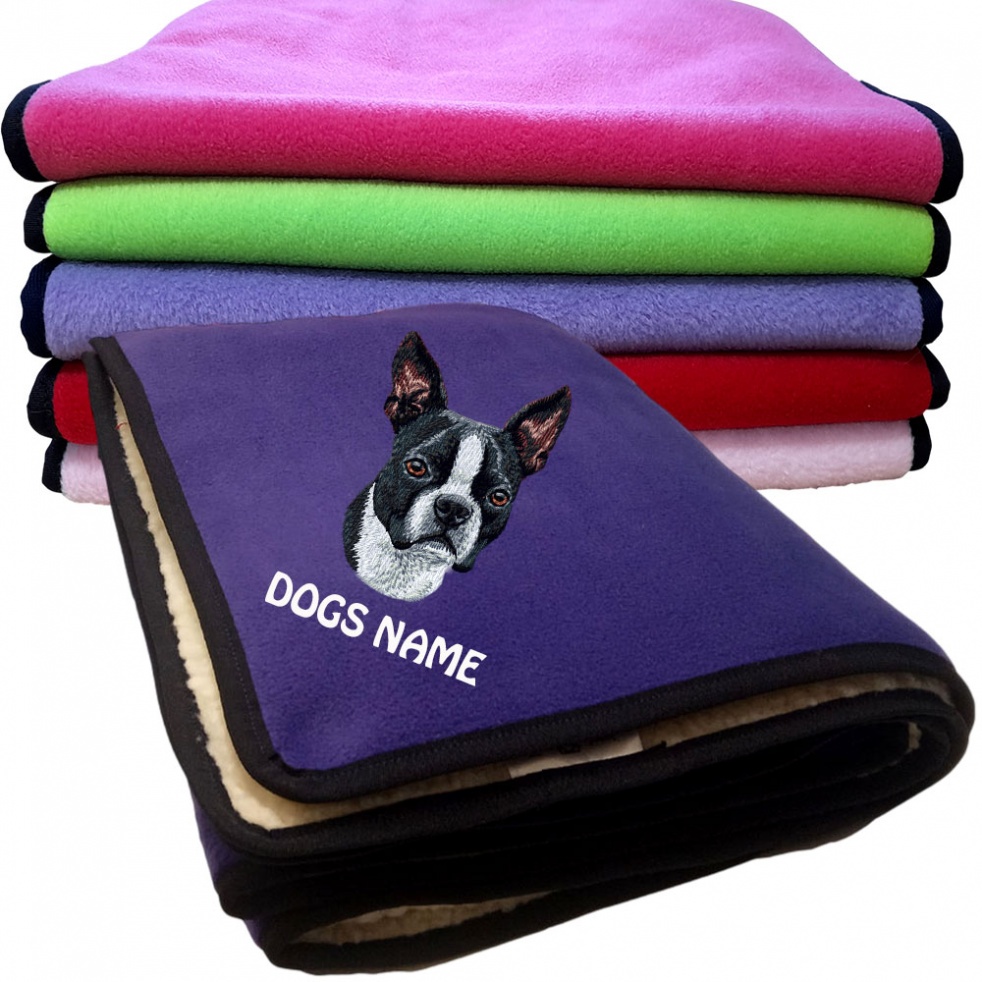 Boston Terrier Personalised Dog Blankets  -  Design DJ743