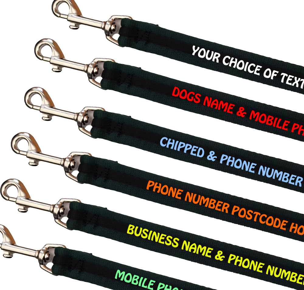 Personalised Dog Leads Padded Webbing Range Small Dogs - Bottle Black Bottle