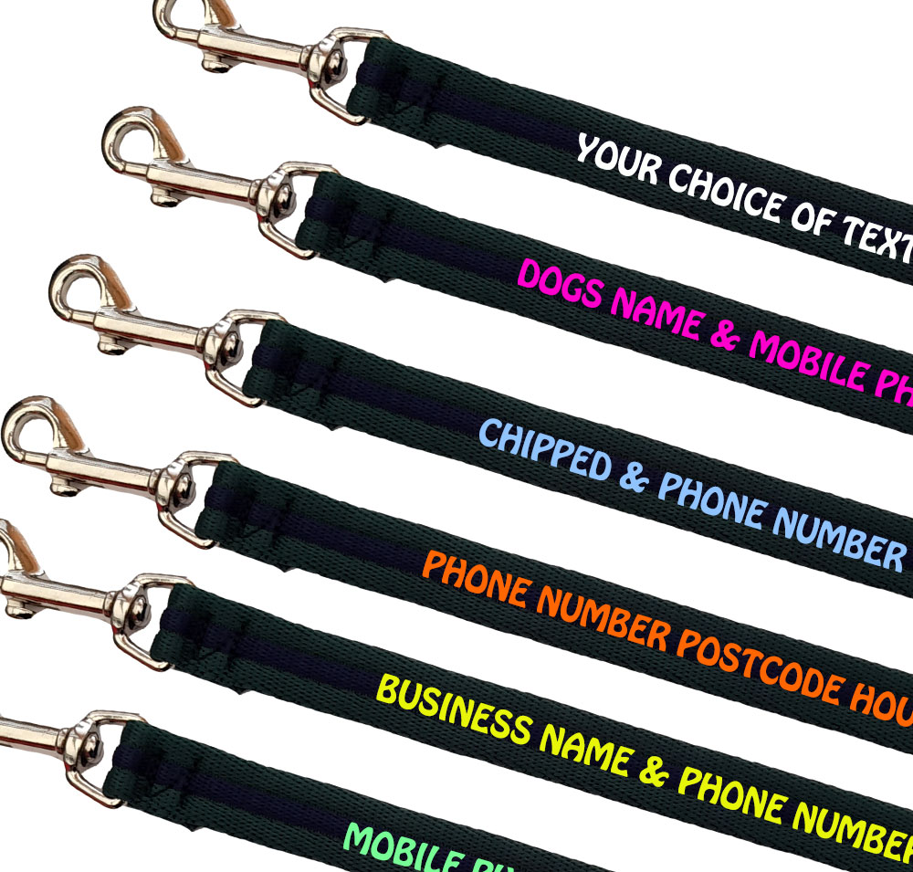 Personalised Dog Leads Padded Webbing Range Small Dogs - Bottle Navy Bottle