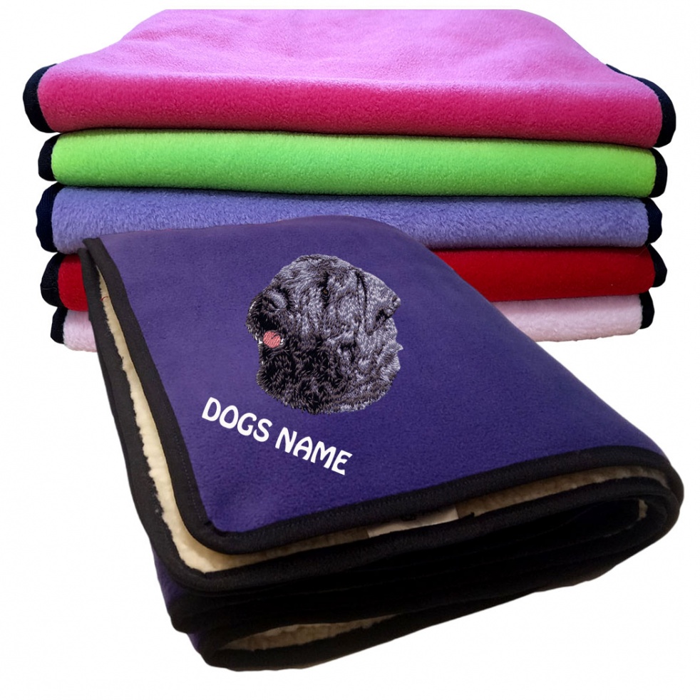 Bouvier Des Flandres Personalised Luxury Fleece Dog Blankets Plain Colours