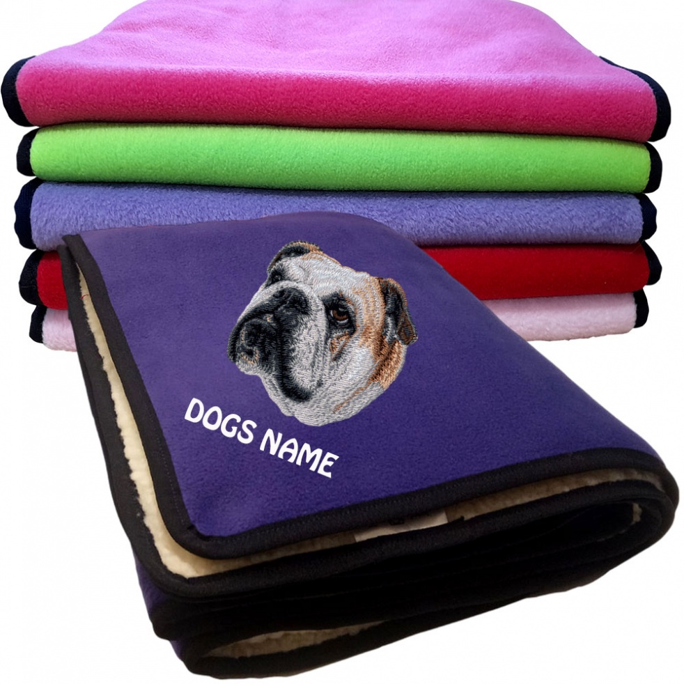 Bulldog Personalised Dog Blankets  -  Design D59
