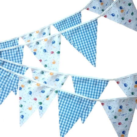 Bunting - Balloon & Gingham - 12 Flags - 10 ft length ( 3 metres)