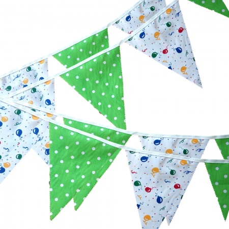 Bunting - Balloon & Lime Spots - 12 Flags - 10 ft length ( 3 metres)