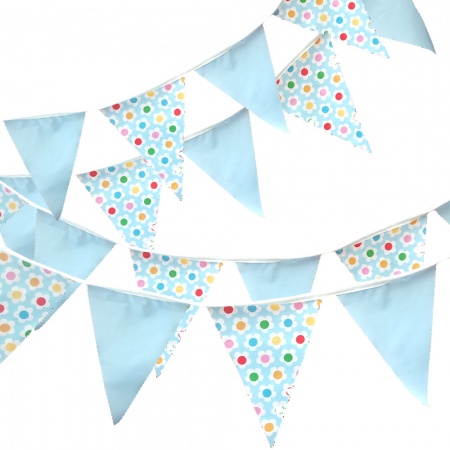 Bunting - Blue Flower - 12 Flags - 10 ft length ( 3 metres)
