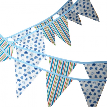 Bunting - Blue Heart & Stripes- 12 Flags - 10 ft length ( 3 metres)