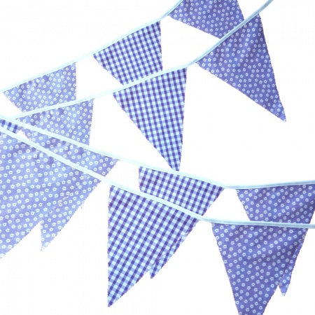 Bunting - Lilac Floral & Gingham - 12 Flags - 10 ft length ( 3 metres)