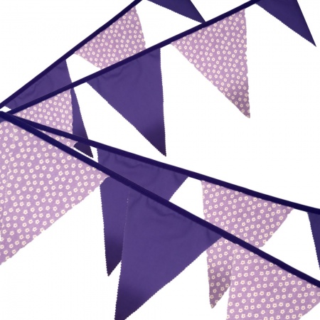 Bunting - Lilac & Purple Floral - 12 Flags - 10 ft length ( 3 metres)