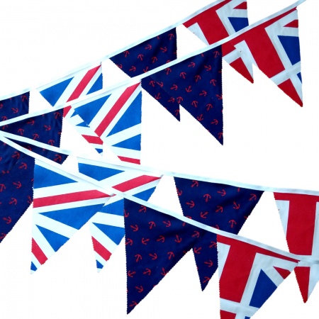 Bunting - Union Jack & Anchors- 12 Flags - 10 ft length