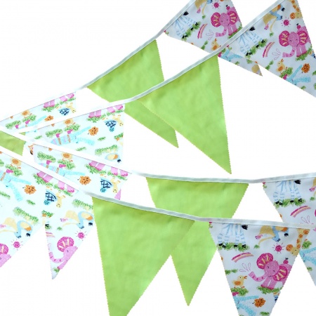 Bunting - Wild Animal & Lime - 12 Flags - 10 ft length ( 3 metres)