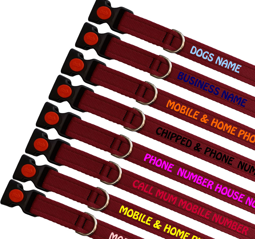 Personalised Dog Collars | Lightweight Range |Burgundy