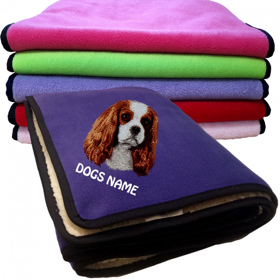 Cavalier King Charles Spaniel Personalised Dog Blankets  -  Design D11