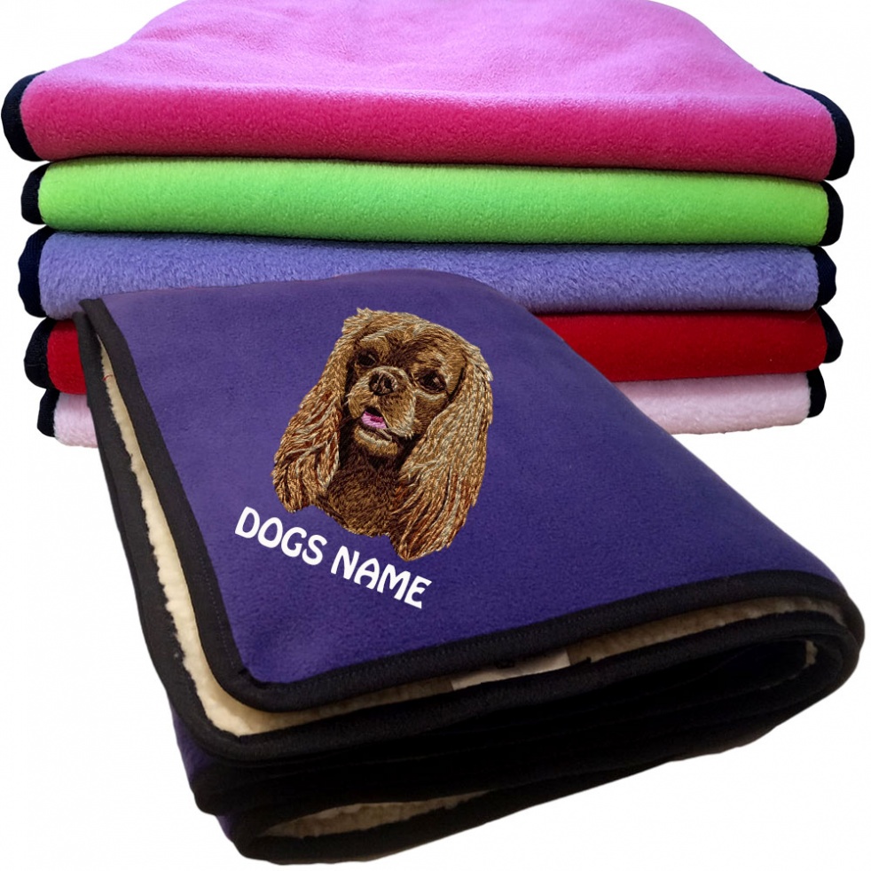 Cavalier King Charles Spaniel Personalised Dog Blankets  -  Design DN337