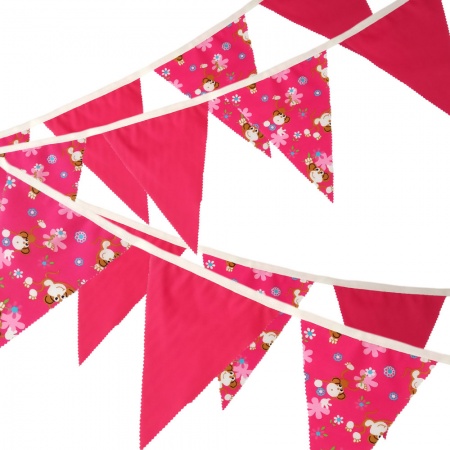 Bunting - Funky Monkey & Cerise Pink - 12 Flags - 10 ft length ( 3 metres)