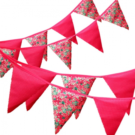 Bunting - Christmas Holly & Gold Dot - 12 Flags - 10 ft length ( 3 metres)