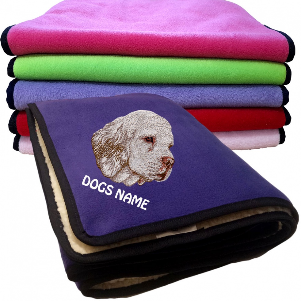Clumber Spaniel Personalised Dog Blankets  -  Design DV366