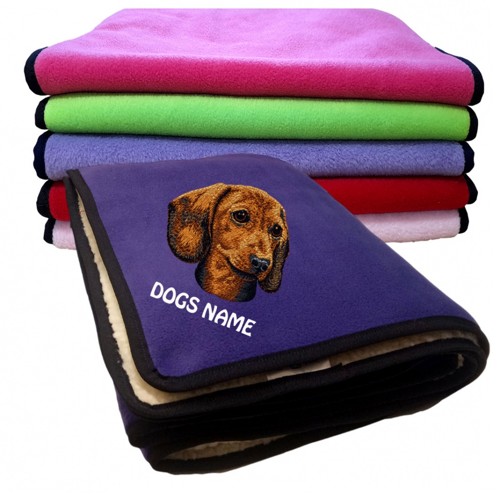 Dachshund Personalised Luxury Fleece Dog Blankets Plain Colours
