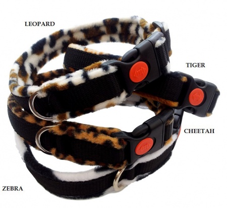 Embroidered Dog Collars Fleece Lined Range | Animal Print Design