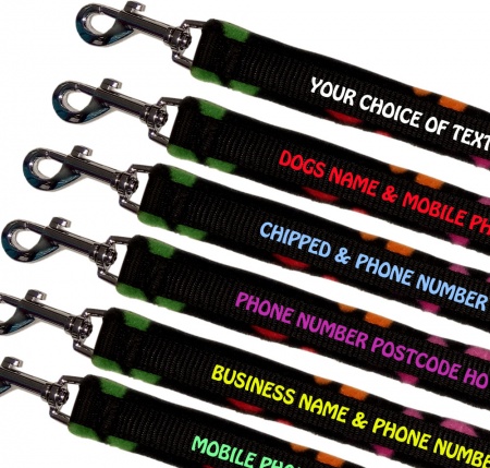 Embroidered Dog Leads Fleece Lined - Black Paw Print